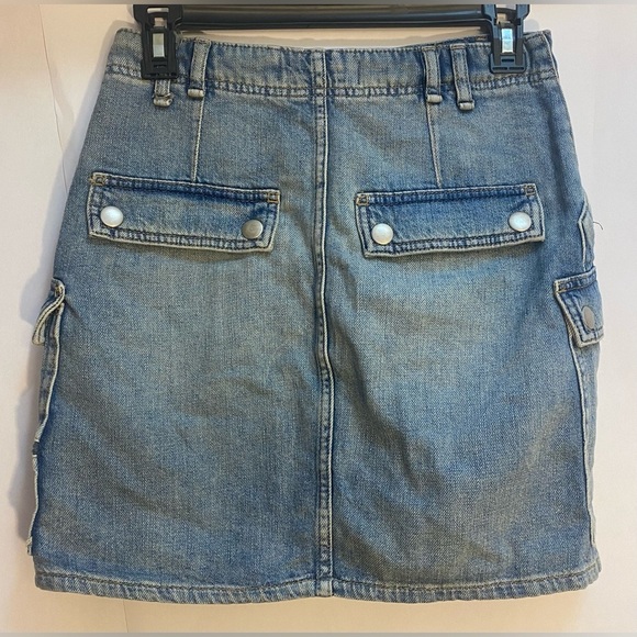 NWT We The Free People Blue Stretch Avenue Cargo Denim Jean Mini Skirt Size 26 - Picture 5 of 10